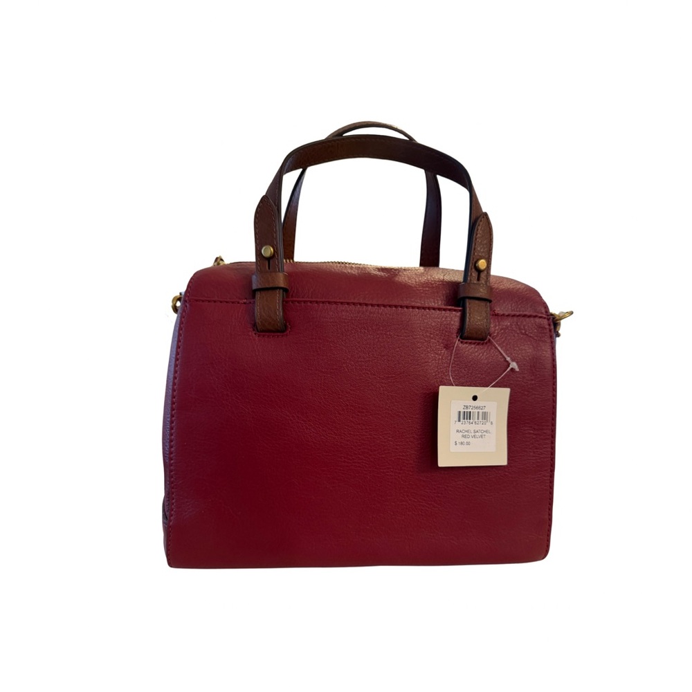 Fossil Red and Brown Satchel with Structured Design